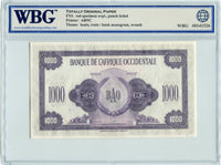French West Africa Pick 32s Specimen 1,000 Francs 1942, WBG Uncirculated Gem 65 TOP
