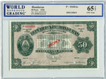 Honduras Pick S165As Specimen 50 Pesos 1928, WBG 65 TOP Uncirculated Gem