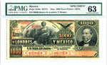 Mexico Pick S239 Specimen 1,000 Pesos 1889-1913, PMG Choice Uncirculated 63
