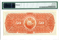 Paraguay Pick S150 (MP#MS.137) Specimen 50 Pesos 1886, PMG Choice About Uncirculated 58